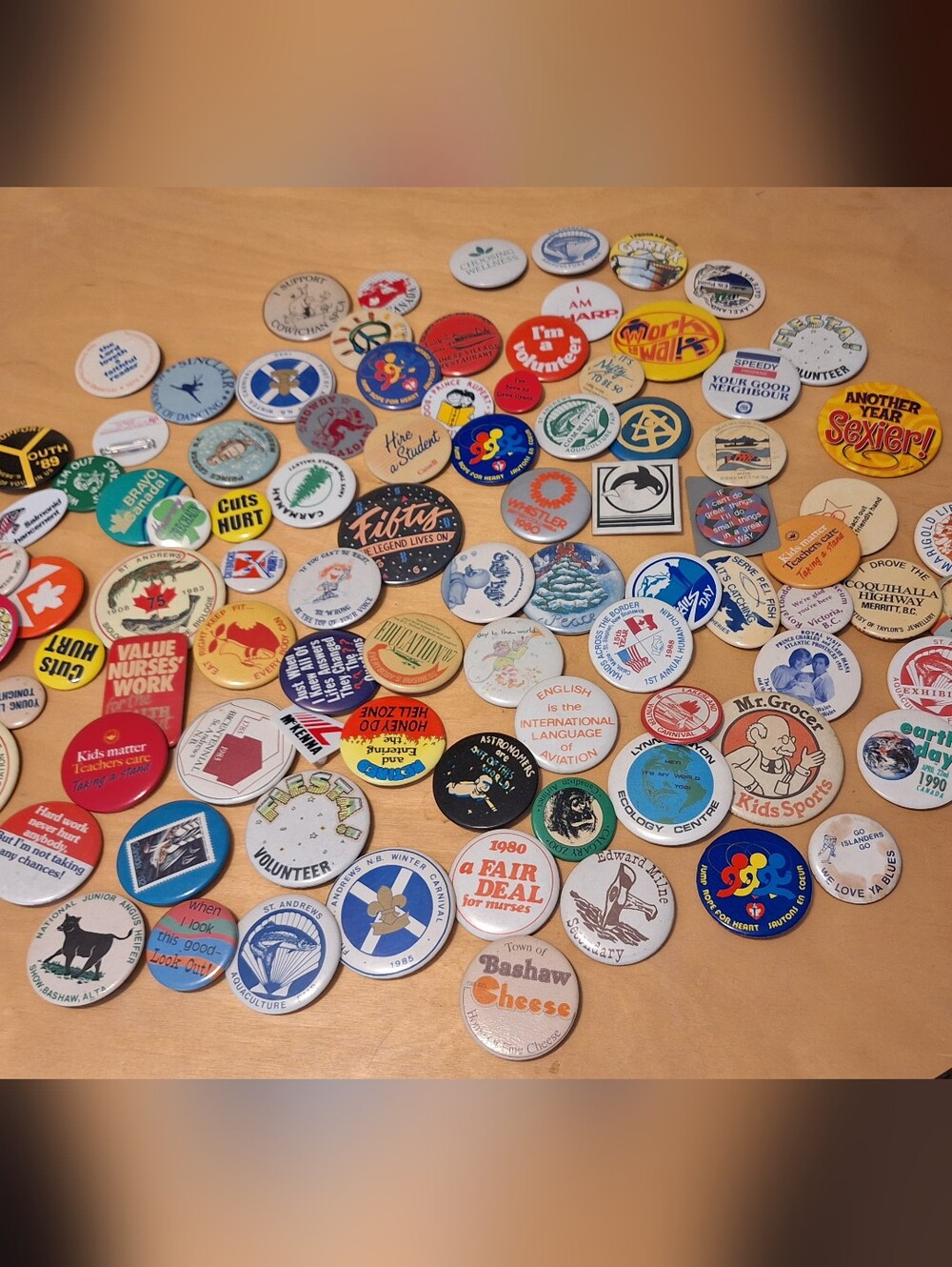 Lot Of 91 Vintage Pin Buttons